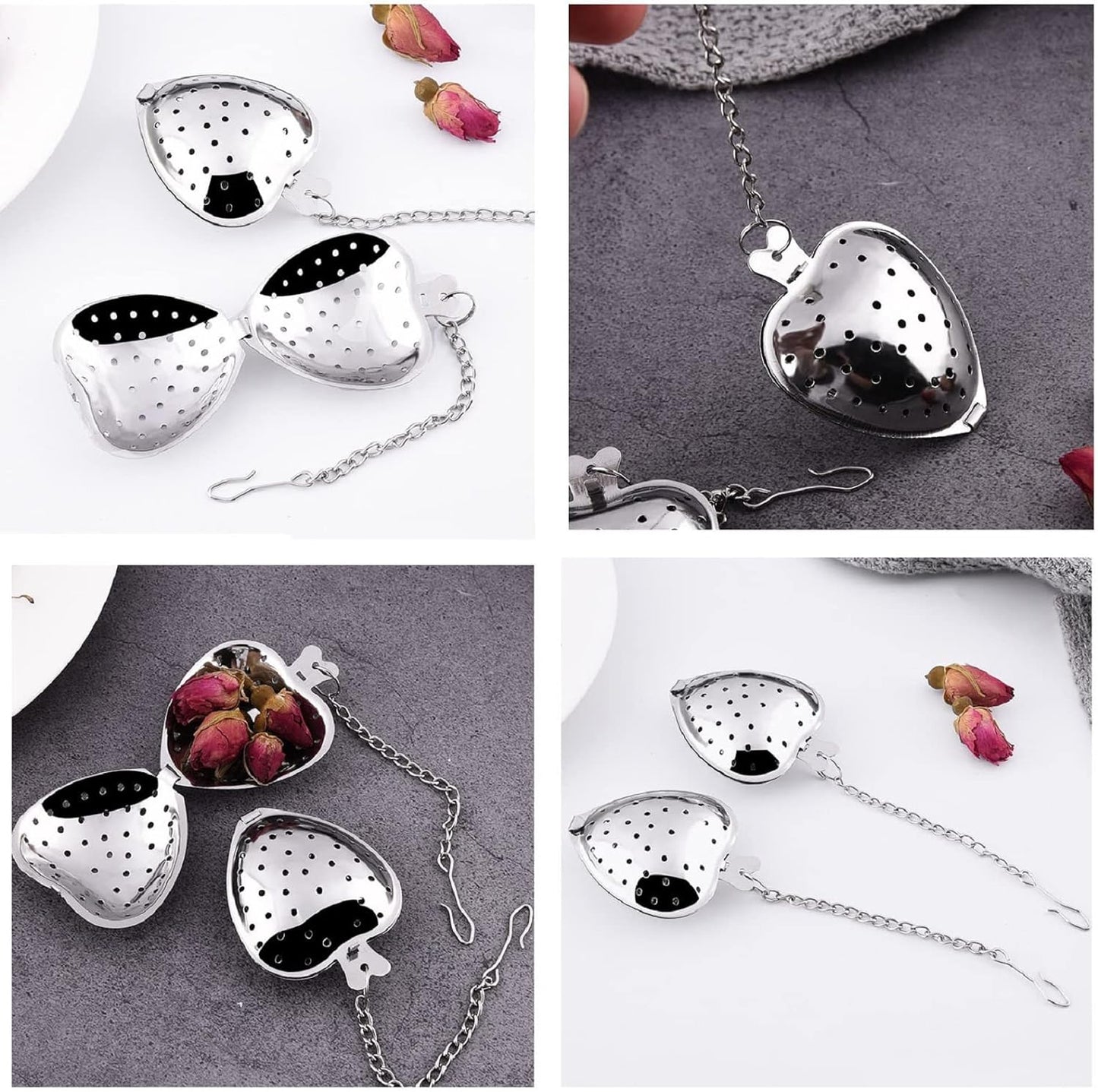 Heart Shaped Tea Strainer With Chain